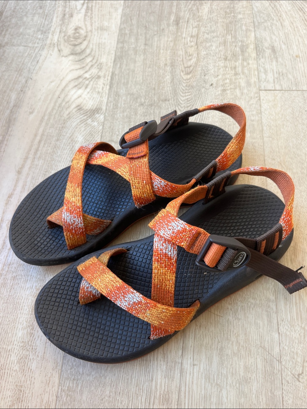 Chaco Orange and White Strap Women's Sandals